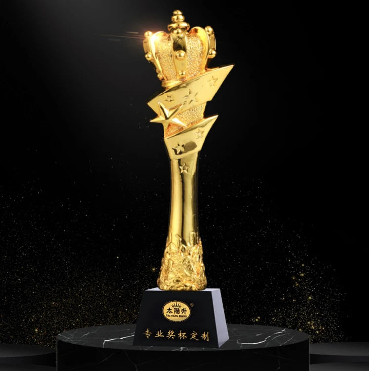 Gold Resin Crown Event Crystal Trophy Award MH-NJ0210