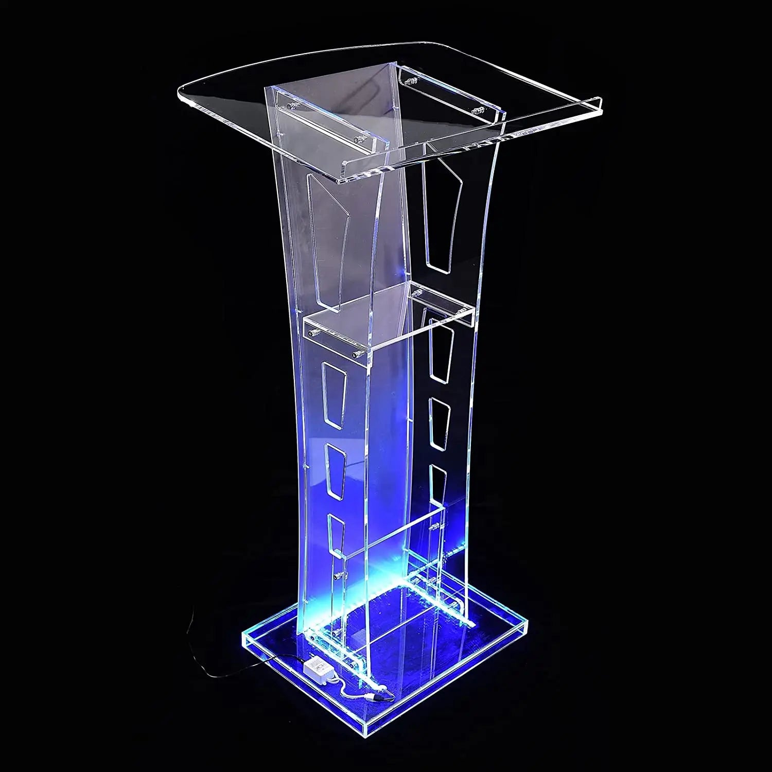 Acryl Pulpit for Churches Acrylic Podium Stand Lectern Reception Desk with LED Lights Floor Standing Podium Stands