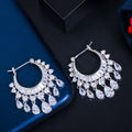 Fashion Elegant Water Drop Cubic Zirconia CZ Crystal Dangle Tassel Bohemia Earrings for Women Bridal Wedding Jewelry Accessories