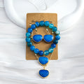 Fashion Bohemian Simple Style Women's Jewelry Chain Necklace Heart Pendant Natural Stone Necklace Bracelet Earrings Set
