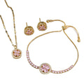 G1486 Hot Sell Fine Jewelry Purple CZ Cubic Zirconia Anxiety Fidget Spinner Rotating Spinning Ring Earring Necklace for Girls