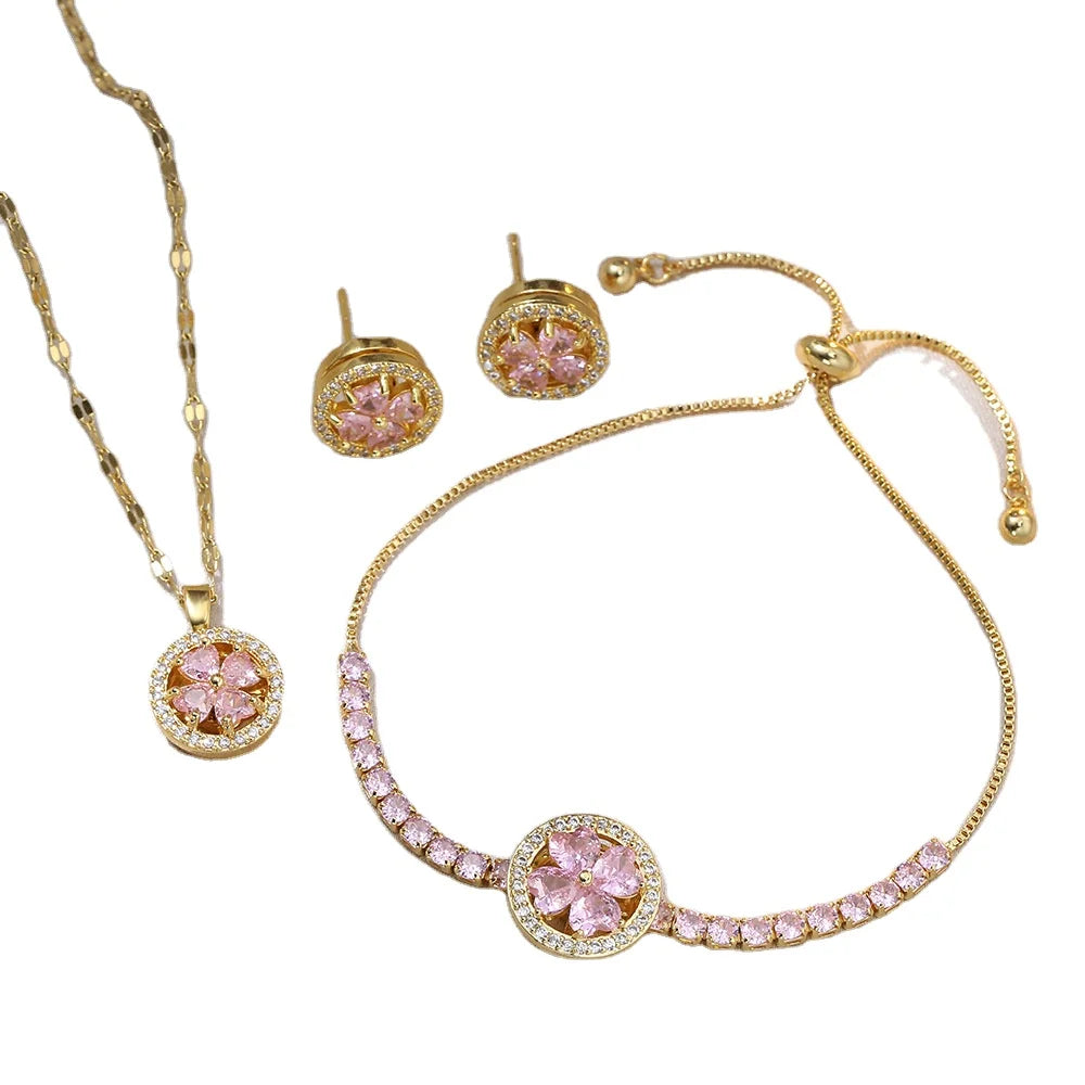 G1486 Hot Sell Fine Jewelry Purple CZ Cubic Zirconia Anxiety Fidget Spinner Rotating Spinning Ring Earring Necklace for Girls