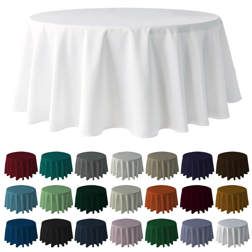 Polyester Round Tablecloth Table Cloth for Wedding Banquet Party in Washable
