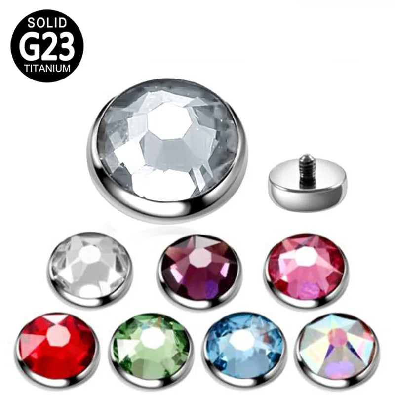 Dermal Anchor Top Piercing G23 Titanium 16G/ 18G Internally Threaded Jeweled Crystal Opal Dome Jewelry Accessories