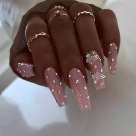 Custom logo Private Label Box Press on Kit Professional Creative butterfly Diamond Nail Design Luxury Acrylic Nails