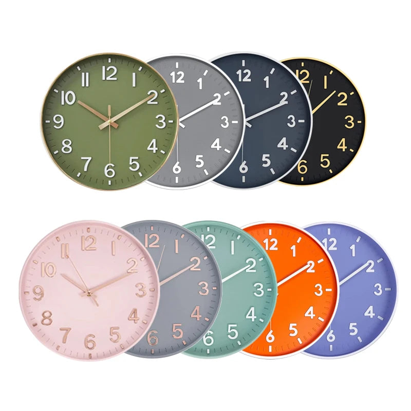 12 Inch Modern 3D Embossing Number Wall Clock Wholesale Silent Round Cheap Plastic Quartz Custom Clocks Manufacturer