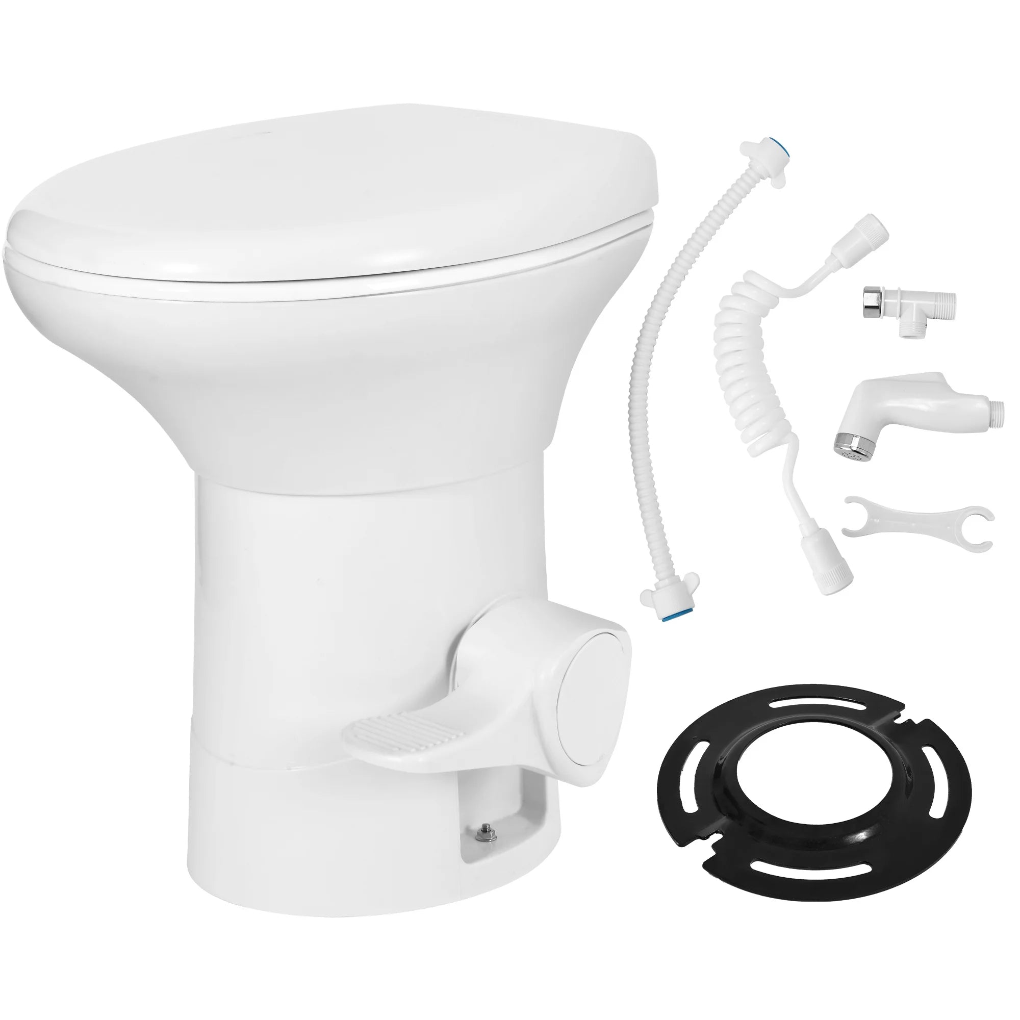 High Strength Environmental Protection Portable Elongated One Piece Dual-Flush Hotel Camping Plastic Foot-operated RV Outdoor
