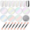 Nail Powder Magic White Pearl Kit Mirror Effect Silver Metallic Holographic Dip Nail Powder for Resin Craft & Nail Art