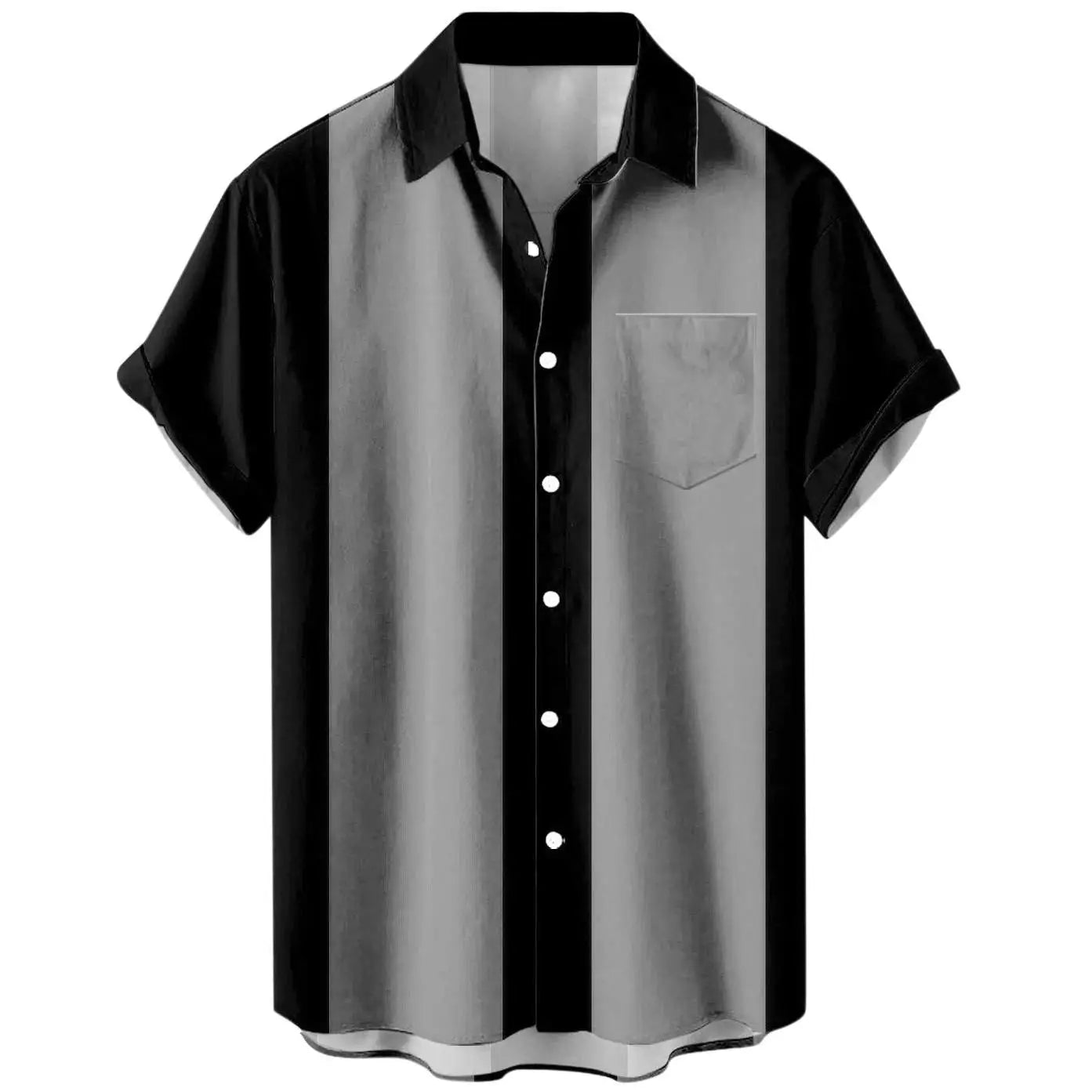 S-3XL Summer Short Sleeve Shirt Stripe 3D Digital Printing Men's Top Shirt With Pockets Streetwear
