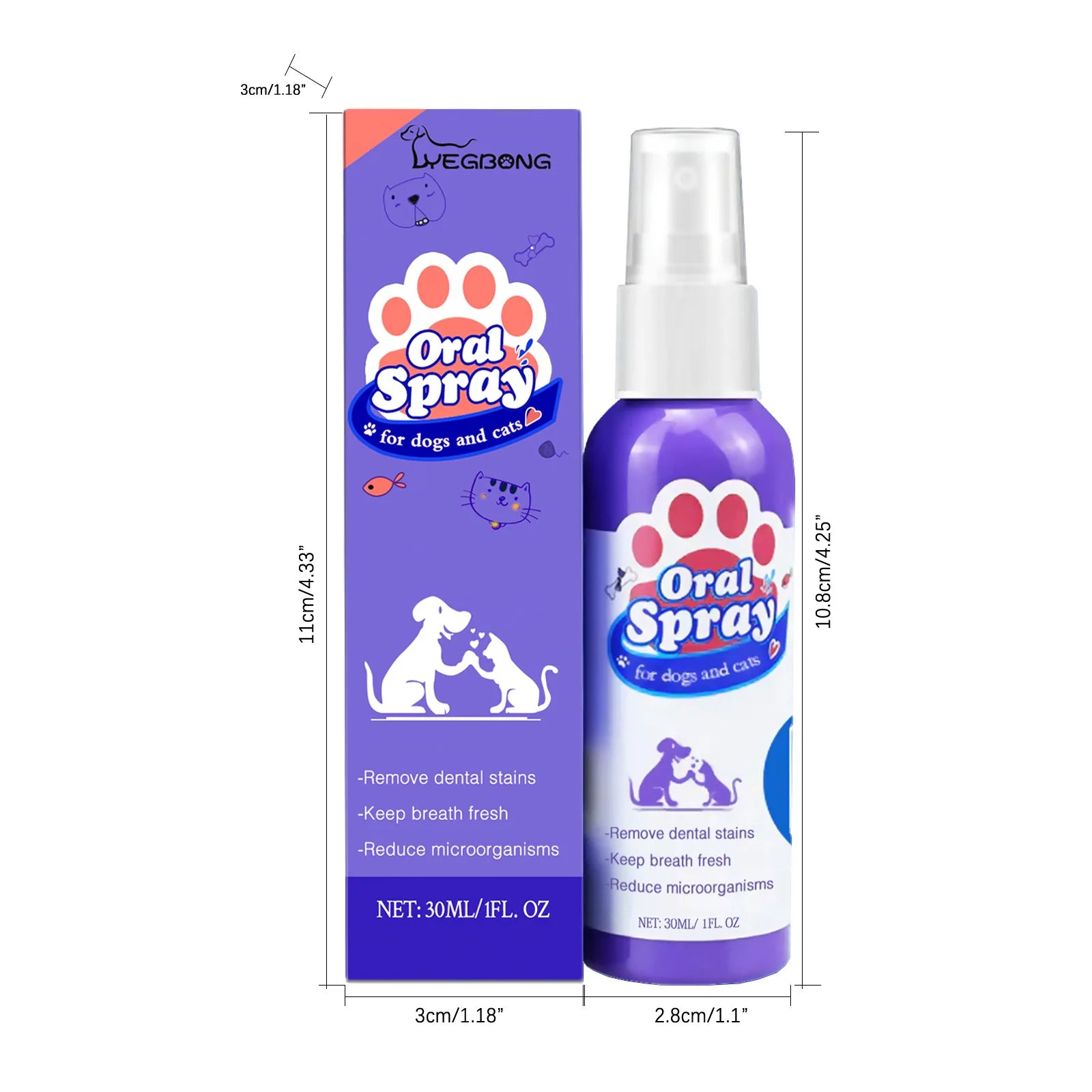 Pet Tooth Cleaning Spray Removes Tartar Bad Breath Freshens Cleans Teeth Oral Care Spray for Dogs and Cats