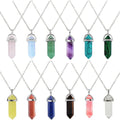 Natural Stone Hexagonal Point Pendants Necklace Healing Crystal Quartz Fluorite Lapis Bullet Pendulum Chakra Jewelry Wholesale