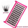 Yiernuo Handmade Faux Mink Self Adhesive Diy Lashes Superfine Band Pre Cut Press Segment Eyelashes 12 Rows Pre Bond No Glue