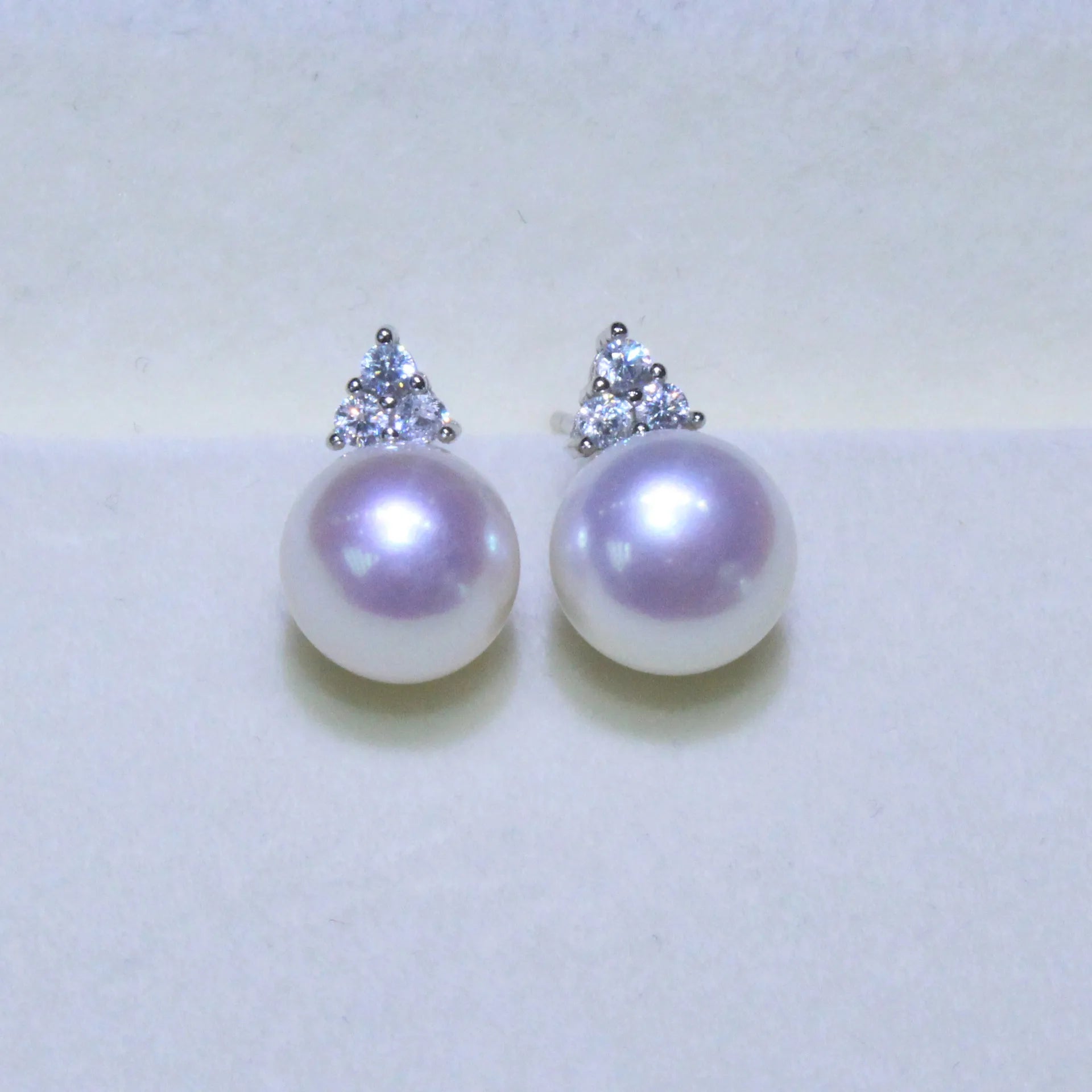 Certified Natural Freshwater Pearl Ear Studs White Pink Glossy 5A Grade Strong Light Flawless Pearl Earrings S925 Silver