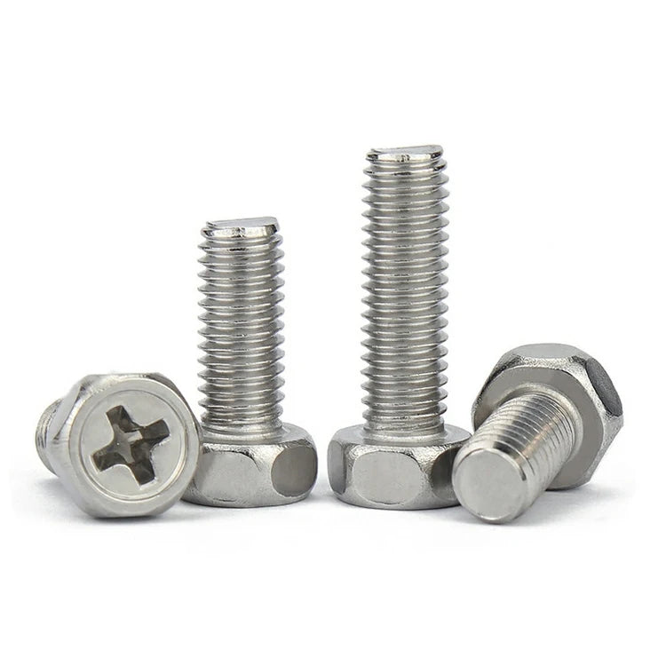 Manufacturer 304 316 Stainless Steel M3 - M8 Cross Recessed Hexagon Bolts With Indentation