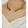 7.5mm Wide Stainless Steel Czech Diamond Screw Shape Choker Necklace Non Tarnish Necklaces Women Hip Hop Punk Statement Jewelry