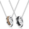 DAIHE Fashion Stainless Steel Lovers Jewelry Chain Pendants Double Necklaces for Valentine's Gift Couple Ring Necklace