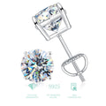 925 Sterling Silver GRA Certified Screw Back 0.5 1 2 Ct Carat Diamond Moissanite Stud Earring Men Women Engagement Fine Jewelry