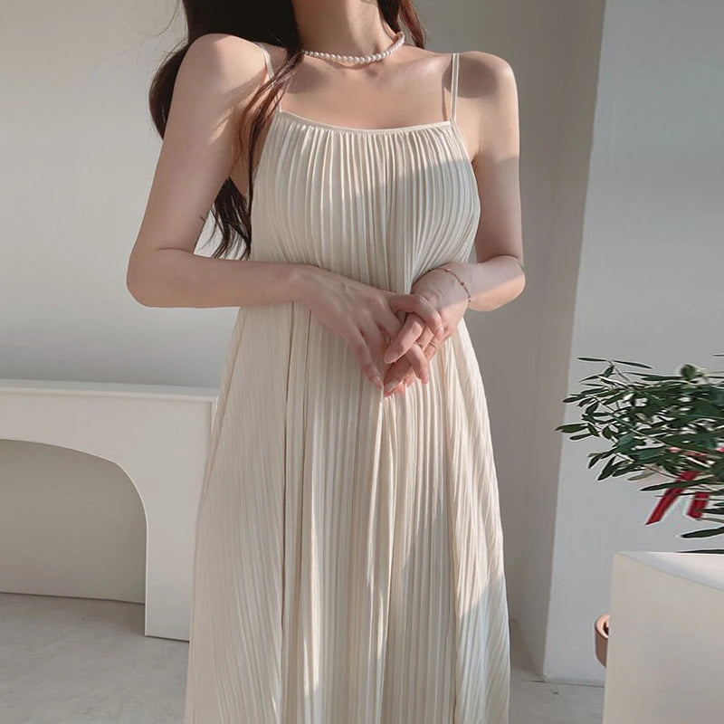 Wholesale 2026 Summer French Light Mature Style Pleated Camisole Vacation Style Loose Casual Pendant Feeling Women's Dress