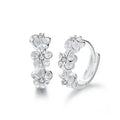 New 925 Sterling Silver Earrings Small Flower Round Hoop Earrings Female Charm Jewelry Gift Womens