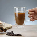 2024Clear Heat-resistant Borosilicate Glass Double-walled Glass Coffee Mug Mug with Handle