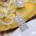 CAOSHI OEM Factory Price High Quality Shiny Silver Plated Jewelry Women Chain 3A Cz Zirconia Baguette Rectangle Pendant Necklace