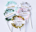 New Flower Leaves Flower Wreath Design Sweet Love Cake Toppers for Wedding Birthday Cakes Decoration