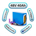 DE Stock 48V40Ah Blue PVC Prismatic Lithium Battery for E-Bikes Cargo Trikes 13s1p 40Ah Cells & 60A BMS with 4A XT60 Plug