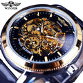 Winner Top New Luxury 4 Ring Designer Transparent Case Back Black Golden Skeleton Mens Watches Mechanical Watch Men Wristwatch