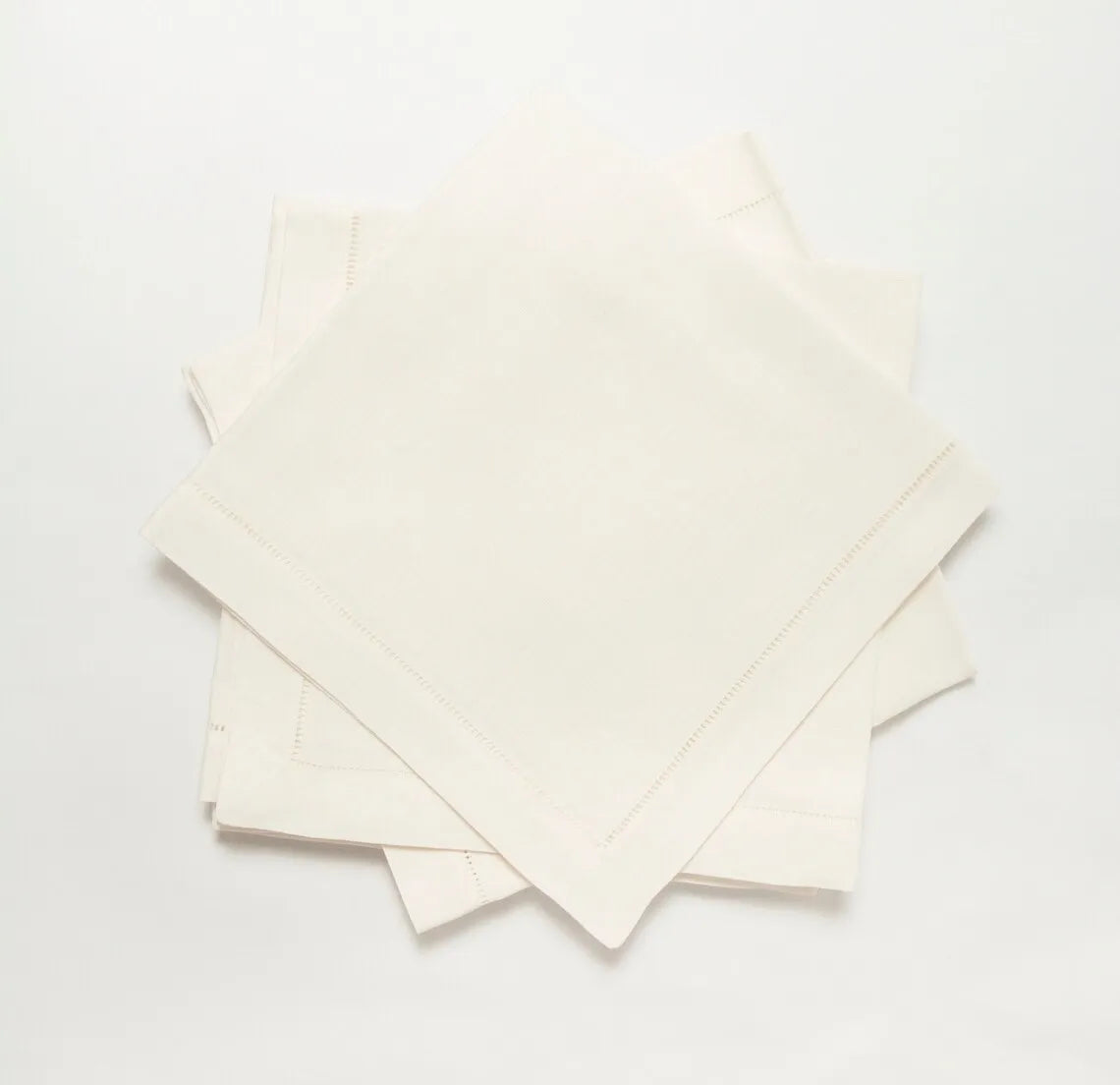 Custom Napkins 100% Linen Ivory Napkin with Handmade Hemstitch Modern Square Shape Great for Upscale Events Home or Airplane Use