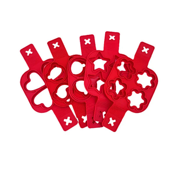 1131 4-hole Heart Shape Egg Frying Device Round Shape Egg Master Silicone Mold Egg Cooker Tool