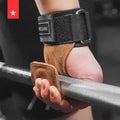LS0776 Customized Logo Gymnastic Protector Black Cowhide Leather Hand Pad Grip Armguard for Weight Lifting Sports Entertainment