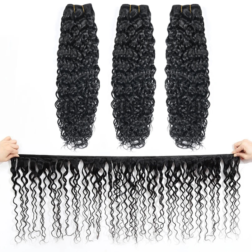 100% Human Hair Extensions Bundles Brazilian 40 Inch Human Hair Bundles Cheap Wholesale Bulk Water Wave Remy Hair Bundles
