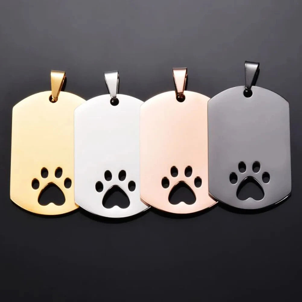 Customization Personalized Mirror Polished Stainless Steel Hollow Pet Blank Label Dog Tags Pendant Jewelry Wholesale