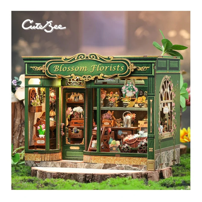 CuteBee 2025 New Design CWGB403 Book Nook Garden House 3D Wooden Puzzle Wooden Book Nook Miniature House Craft Kits for Adults