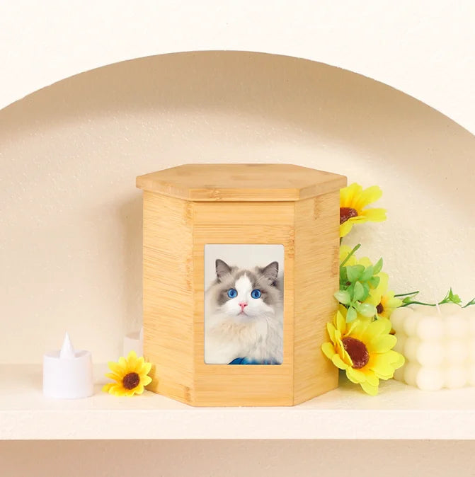 Wooden Bamboo Pet Urn Suitable for All Pets Cats and Dogs. Commemorative Items Can Be Customized With Patterns