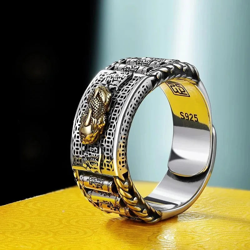 Vintage Personalized Transit Magic Ring Money Power Protection Luck Fengshui Pixiu Wealth Brave Ring Men Women Couple Rings