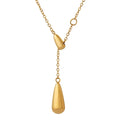 18K Gold Plated Adjustable Water Drop Pendant Necklace Titanium Steel Y Shaped Link Chain Simple Stainless Steel INS Teardrop