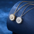 Sunflower Revolving Necklace Women Micro Zirconium Full Rhinestone Rotating Pendant Clavicle Chain Necklaces