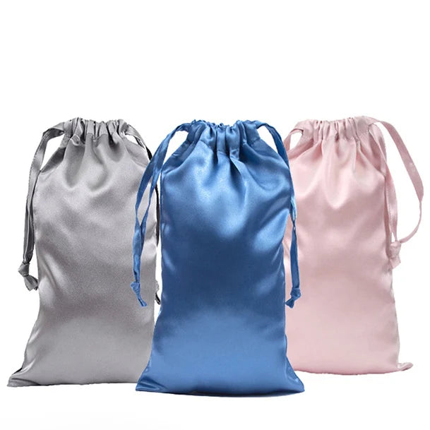 Custom Printed Logo Colorful Drawstring Bags Silk Gift Packing Luxury Satin Pouch Bag for Jewelry