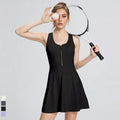Women's Summer New Outdoor Tennis Skirt Lady Naked Anti Glare Bottom Sports Dress Female Zipper One-piece Running Overall