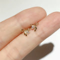 14K Gold Plated Girls Jewelry Popular Bowknot CZ Stud Earrings