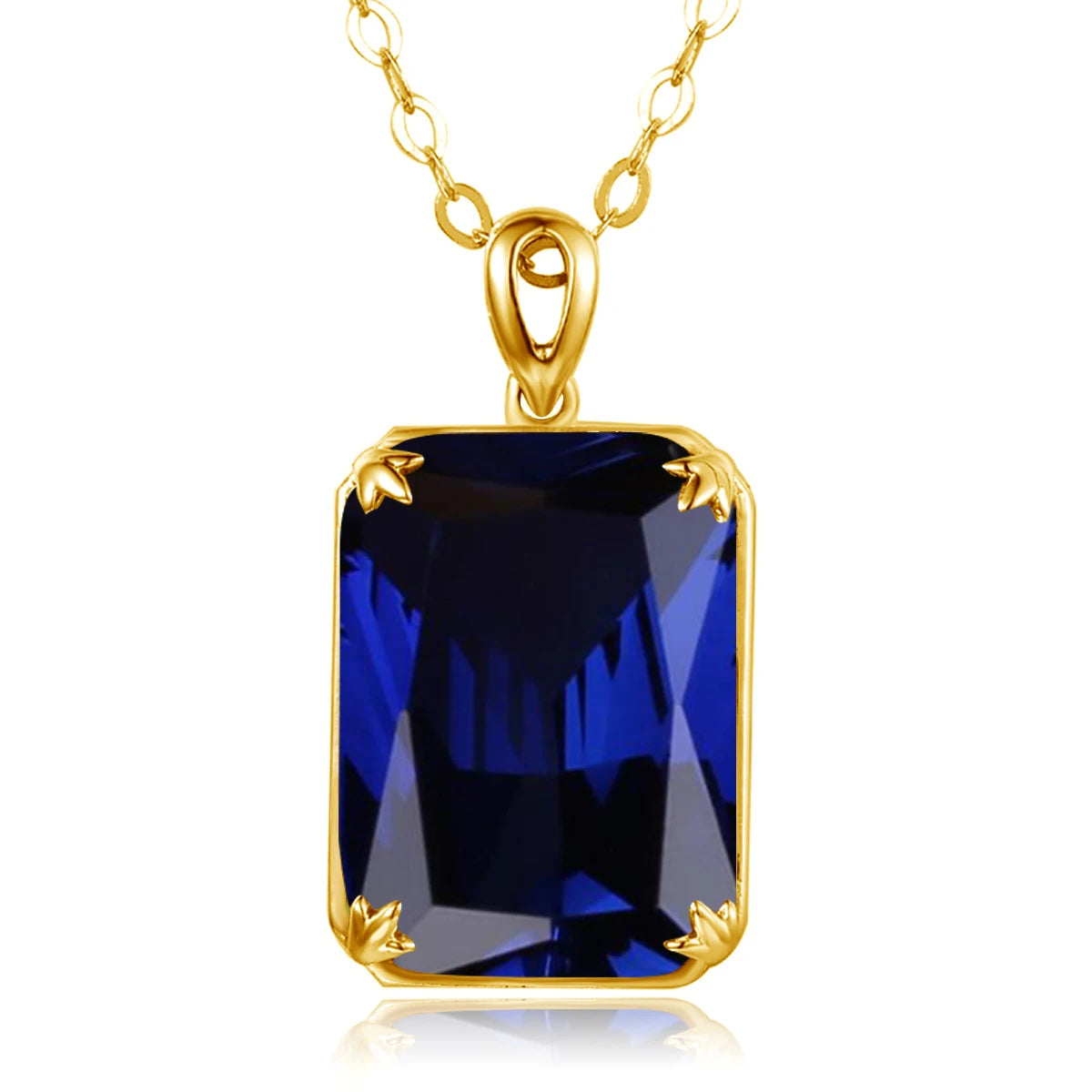 Factory Gemstone 925 Sterling Silver Jewelry Women Sapphire Chain Gold Plated Pendant Necklace