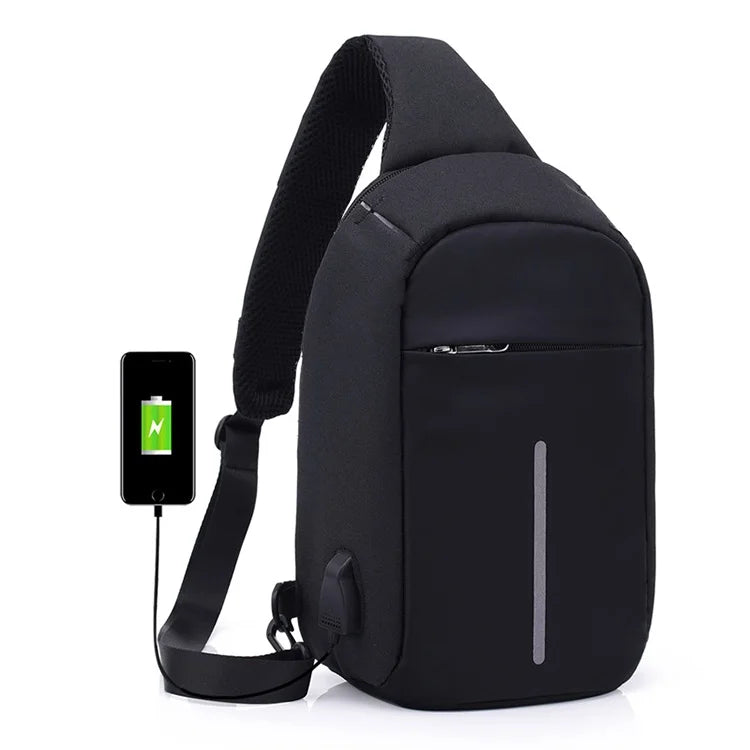 Outdoor Fashion Waterproof Men Chest Bag USB Sling Bags for Men Single Shoulder Crossbody Bag
