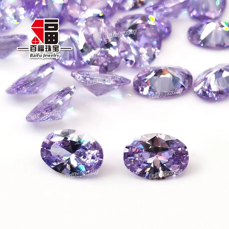 BaiFu Jewelry Loose Gemstones Factory Price Oval Cut Lavender CZ Stones