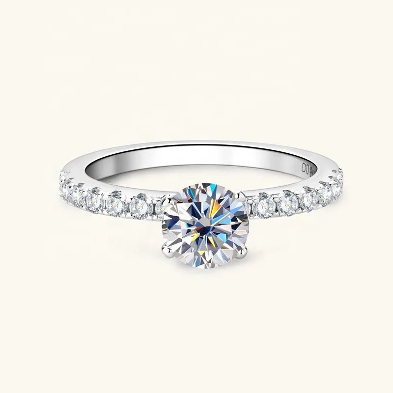 100% 925 Silver VVS Moissanite Diamond Wedding Ring for Women Fine Jewelry Band with Logo Engraved 'Joyas' Sterling Silver Ring