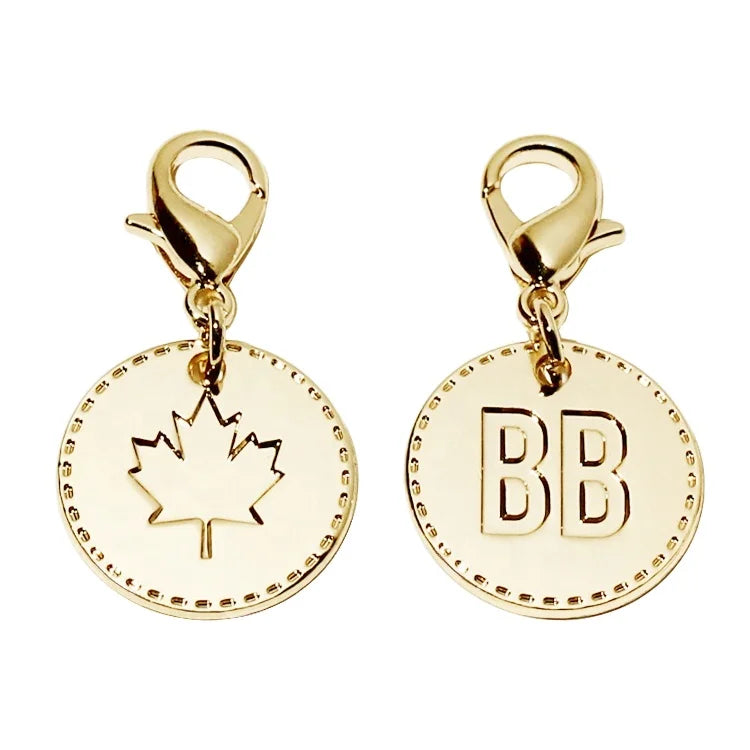 Custom Keyring Accessory Gold logo Charms Phone Decoration hang Tags Brand logo Jewelry Pendant With Clasp
