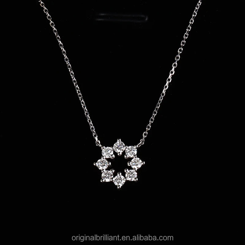 Lab Grown Diamond  18k Solid White Gold with 2.6mm  HPHT Lab Grown Diamond  Necklace Pendant