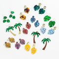Bohemian Style Gorgeous Sequin Pendant Accessories Marble Resin Leaf Coconut Tree Palm Acrylic Lucite Drop Earrings Gift