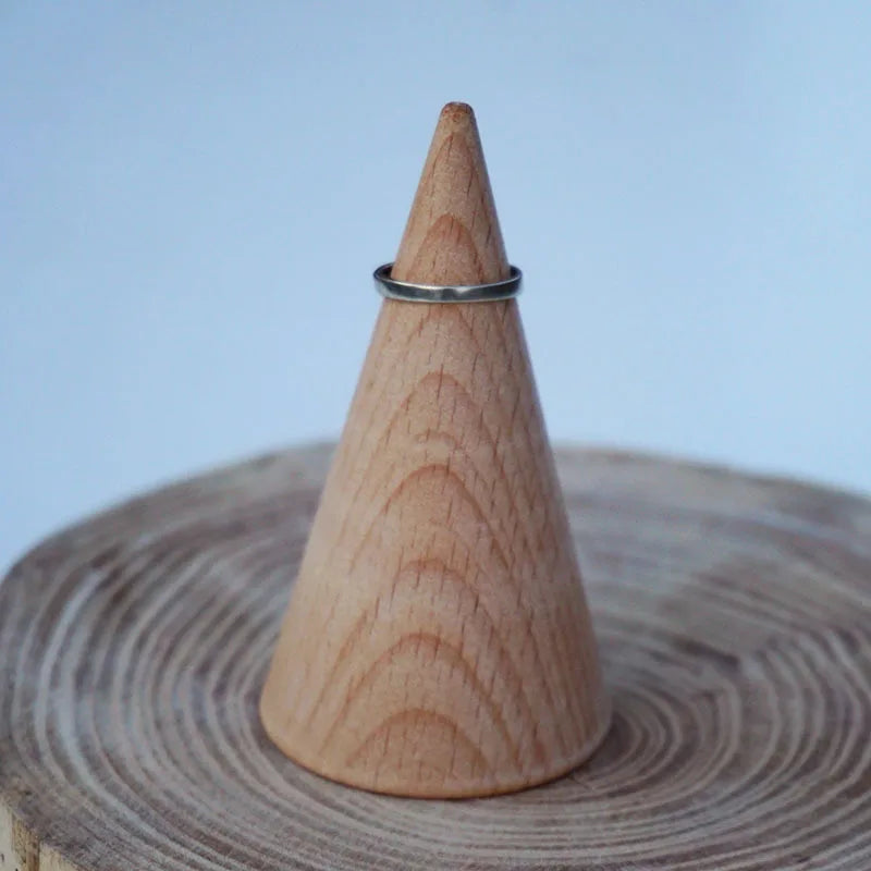 60x30mm Wood Cone Shape Block Beech Wooden Cone Creative Ring Holder