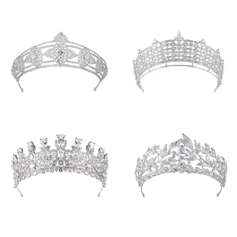 Mixed Styles Queen Crowns Zirconia Tiaras Woman Zircon Hair Jewelry Tiara Princess Diadem for Pageant Party Wedding Accessories